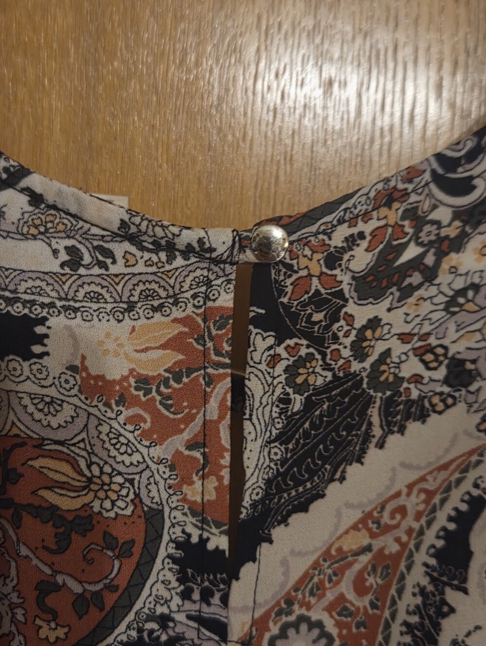 Paisley Print Bell-Sleeve Blouse - Black & Rust - Picture 6 of 6